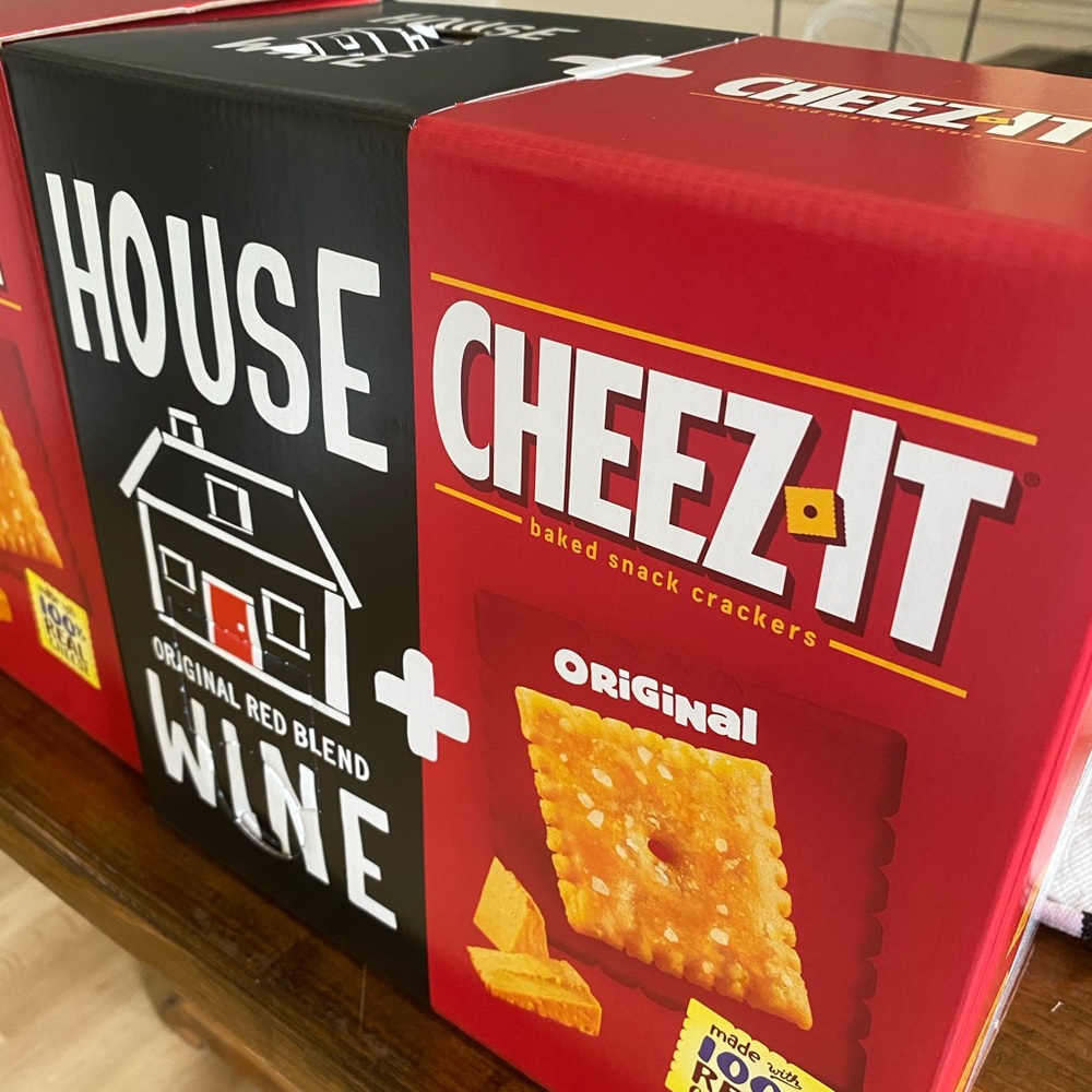 House wine and cheez it pack